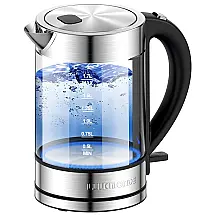 Chaleira Elétrica 1.7L, Aço Inoxidável, Desligamento Automático, 1500W, 110v, LUUKMONDE, Prateado