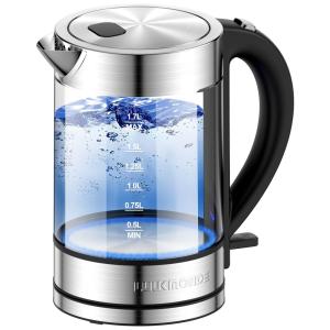 Chaleira Elétrica 1.7L, Aço Inoxidável, Desligamento Automático, 1500W, 110v, LUUKMONDE, Prateado