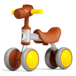 Bicicleta sem Pedal Infantil XJD com 4 Rodas para Crianças de 1 a 4 Anos, Marrom