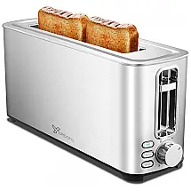 Torradeira de 2 Fatias com 6 níveis de Tostagem e Função Bagel, 1000W, 110v, YOPIDOFO, Prateado