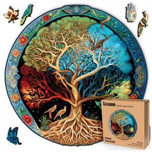 Quebra Cabeças em Madeira MDF para Adultos, Tema Árvore da Vida com 500 Peças, LEOGOR, Colorida