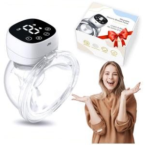 Bomba Tira Leite Unica Elétrica Portátil e Recarregável com 3 Modos e 9 Níveis de Sucção, Branca, JWHOO, Branco