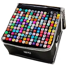 Conjunto de Canetas Artisticas 168 Cores de Ponta Dupla com Estojo para Adulto, ATOPSTAR