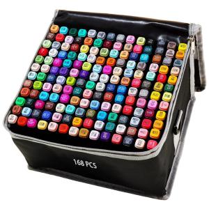 Conjunto de Canetas Artisticas 168 Cores de Ponta Dupla com Estojo para Adulto, ATOPSTAR