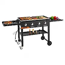 Chapa a Gás VEVOR 4 Queimadores Plancha 91 cm 60.000 BTU Ignição por Pulso Propano Rodízios