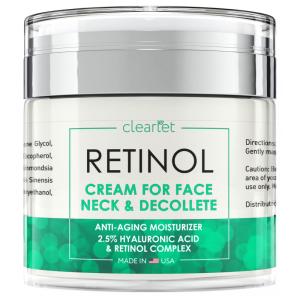 Creme Facial Anti Idade Dia e Noite com Ácido Hialurônico para Homens e Mulheres, 50 ml, CLEARLET CLRC01, Verde