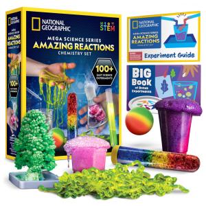 Kit de Química com 45 Experimentos Científicos, Incluindo Crescimento e Reações de Cristais, National Geographic