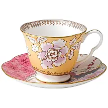 Xícara e Pires, Elegância e Sofisticação em Sua Mesa com Capacidade de 250mL e Material de Porcelana, Wedgwood, Branca, Amarelo e Rosa
