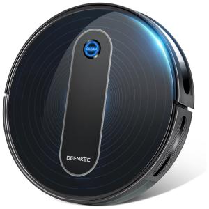 Deenkee Aspirador de Pó Robô 2 em 1, 1500Pa, 4 Modos de Limpeza, Recarregável, Preto