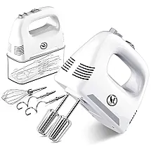 Batedeira de Mão com 5 Velocidades e Acessórios de Aço Inox, 450W, Branca, 110v, ON2NO KD 906, Branco