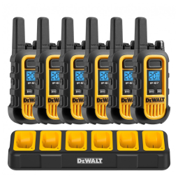 Kit 6 Rádio Walkie Talkie 1W Bidirecionais de Longa Distância o e Carregador de Grupo, DEWALT DXFRS300