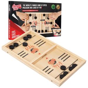 Jogo de Mesa Sling Puck, Desafie Sua Velocidade e Precisão com Este Jogo de Hóquei de Ar em Madeira Super Vencedor de Ação Rápida