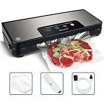 Seladora a Vácuo Blusmart, Automática, Aço Inox, Seco, Úmido, Kit Inicial, Preto 110V