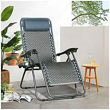 Cadeira Reclinável Ajustável Gravidade Zero com Apoio de Cabeça e Porta Copos, Ulax Furniture, Azul