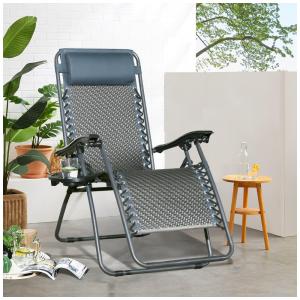 Cadeira Reclinável Ajustável Gravidade Zero com Apoio de Cabeça e Porta Copos, Ulax Furniture, Azul