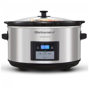 Panela Elétrica Digital 8L Programável com Temporizador Ajustável, Aço Inoxidável, 110V 280W, ELITE GOURMET MST 900D, Prateado