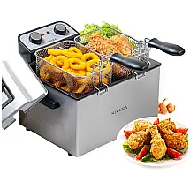 Fritadeira Elétrica Profissional 4L, Aço Inoxidável, 1800W, 110v, SECURA TSAF40DH, Prateado