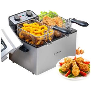 Fritadeira Elétrica Profissional 4L, Aço Inoxidável, 1800W, 110v, SECURA TSAF40DH, Prateado