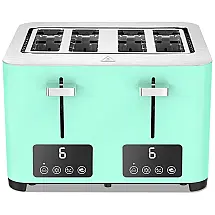 Torradeira de 4 Fatias com Tela LCD e 6 Níveis, 1500W, 110v, BBDAY, Verde