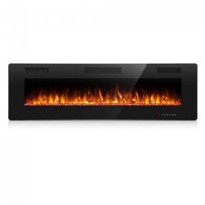 Lareira Elétrica de Embutir A45x152L com Controle Remoto e Digital, Luz LED, Chamas Multicolorida e Temporizador, 1500W, 110v