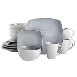 Aparelho de Jantar com 16 Peças em Cerâmica, Serve 4 Pessoas, Gibson Elite Soho, Cinza Claro