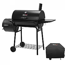 Churrasqueira a Carvão com Mesa Lateral, Defumador e Capa Protetora, ROYAL GOURMET CC1830SC, Preto