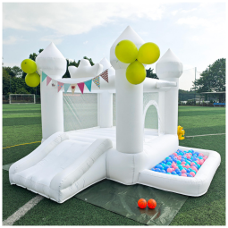 Casa de Pula-Pula Branca de 9 Pés, Inflável para Crianças de 3 Anos em Diante com Soprador - Presente de Festa para Crianças,SnuggleBounce