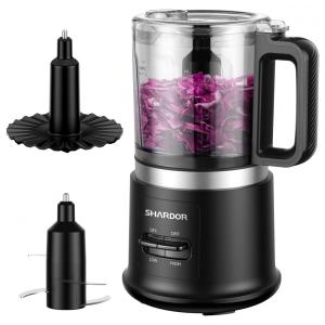 Mini processador de alimentos SHARDOR preto 4 xícaras, 400W, 2 velocidades, 4 lâminas inox e batedor, 110V