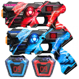 Conjunto de Pistola de Brinquedo com Laser Tag, 2 Armas e 2 Coletes que Exibe a Pontuação para Crianças e Adultos, OSALON, Varmelho e Azul
