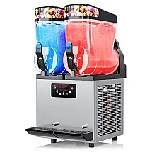 Máquina de Slush Raspadinha Leacco XN240A 30L Duplo Tanque Comercial Inox LED 110V