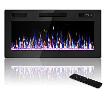 Lareira Elétrica VENDORZ 91x46cm 1500W 12 Cores LED Timer Embutir 110V