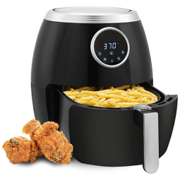 Fritadeira Elétrica AirFryer 6L com Painel Digital e Livro de Receitas, 110V 1500W, ZAFRO, Preta
