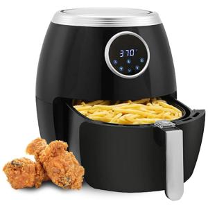 Fritadeira Elétrica AirFryer 6L com Painel Digital e Livro de Receitas, 110V 1500W, ZAFRO, Preta