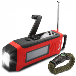 Rádio AM FM e NOAA 1000mAh Com Bateria Solar ou Manivela de Recarga USB à Prova Dágua