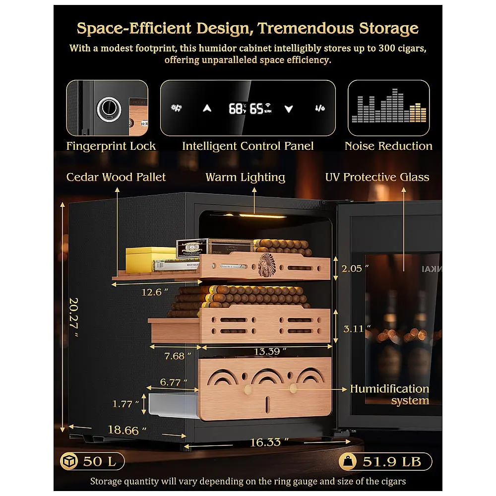 Humidor Elétrico FANKAI Preto 50L com Controle Automático de Temperatura e Umidade 110V — foto 3