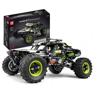 Kit de Construção Carro Off Road 4x4 com Controle Remoto, 1879 Peças, Mould King 18002, Preto