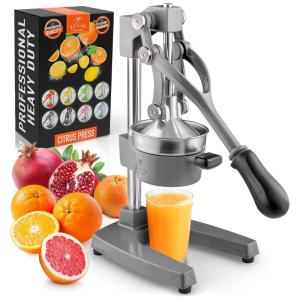 Espremedor Profissional, Aço Inoxidável, ZULAY KITCHEN Heavy Duty Manual Citrus Press, Cinza