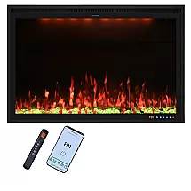 Lareira Elétrica Embutida Valuxhome 101,6 cm com Aplicativo, Tela de Toque, Controle Remoto e Cores Personalizadas, Aquecedor Interno