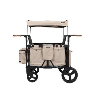 Carrinho de Passeio Vagão Dobrável para 4 Crianças com Capota Ajustável e Armazenamento, Keenz, Mocha