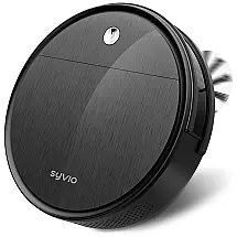 Aspirador de Pó Robô Inteligente e Automático 2500 Pa com Wi Fi APP Controle 150M de Ação, SYVIO, Preto