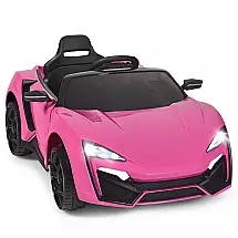 Carro Elétrico Infantil OLAKIDS Rosa 12V 4 Rodas Suspensão Porta Dupla Controle Remoto LED 3 Velocidades Música USB TF
