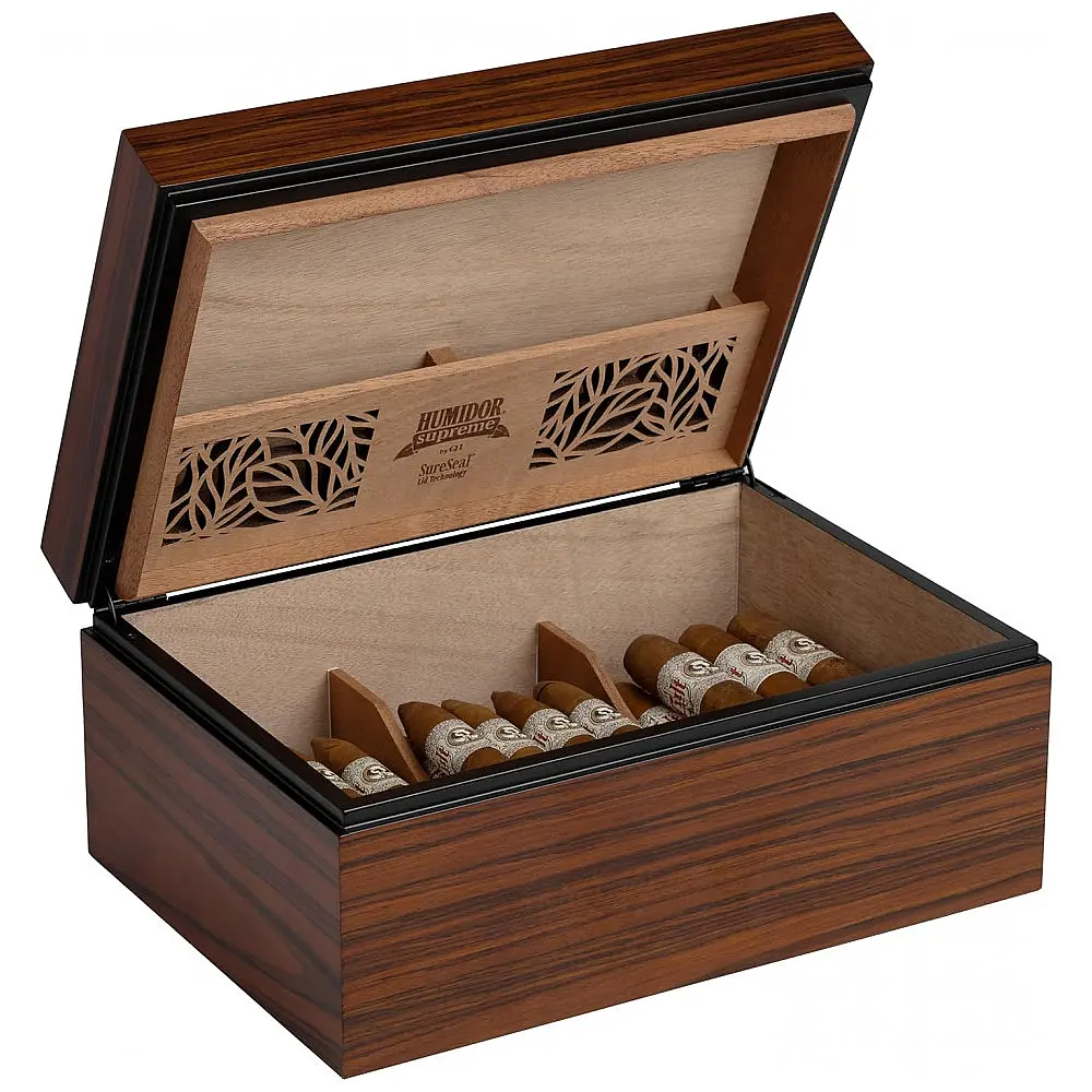 Humidor Desktop Dane Médio Madeira Rosewood Capacidade 56-100 Charutos Cedro Espanhol