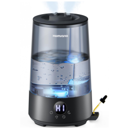 Umidade e Luz LED para Plantas Saudáveis - Umidificador Homvana 3.6L para Quarto e Ambientes Grandes - Preto