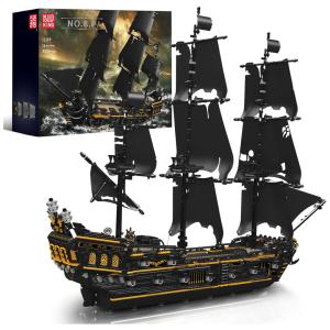 Kit de Construção Navio Pirata MOC Black Pearl com 2868 Peças para Crianças e Adultos, Mould King, Preto
