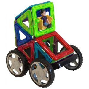 Kit de Construção Carro Uau Geométrico Educativo 16 Peças, para Crianças a Partir de 3 Anos, MAGFORMERS 63094, Azul