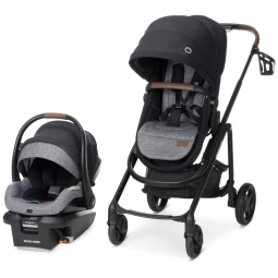 Carrinho de Bebê Travel System com Ventilação Embutida e Viseira Retrátil na Capota, Maxi-Cosi Tayla, Preto