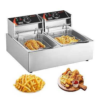 Fritadeira Elétrica Comercial VEVOR Dupla