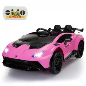 Carrinho Elétrico Infantil Lamborghini 24V Drift TOBBI, Licenciado, 2 Motores, Controle Remoto, 6-10km/h, Rosa