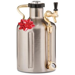 Chopeira Portátil 5L com Torneira e Regulador de CO2, Aço Inoxidável, GROWLERWERKS Stainless Steel, Dourado