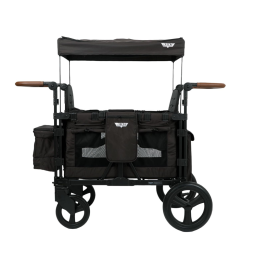 Carrinho de Passeio para 2 Crianças Multifuncional com Cobertura Removível e Dobramento, até 100 kg, Keenz, Preto